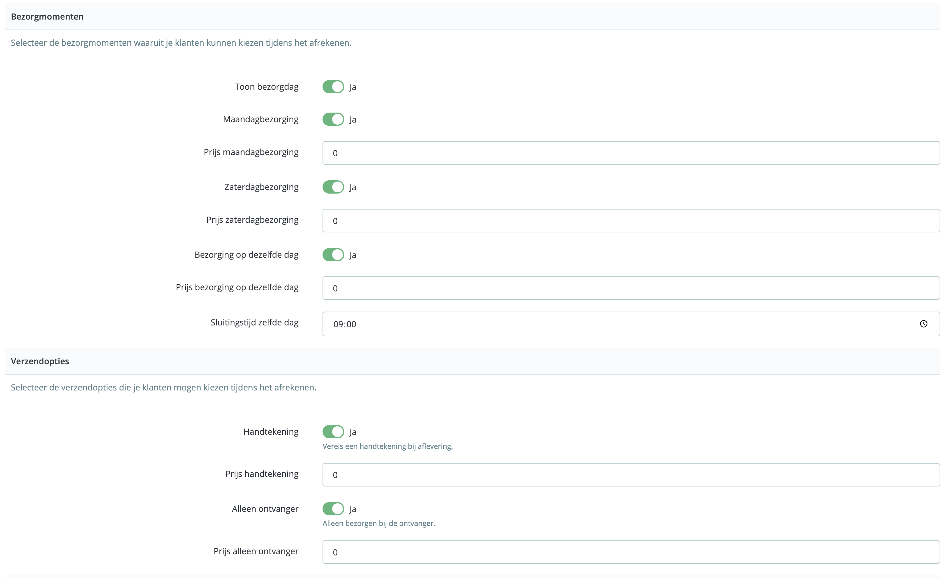 MyParcel PrestaShop plugin instellingen DHL for you bezorgmomenten